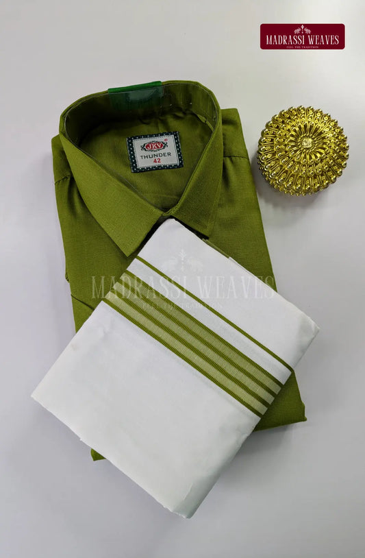 Casual Men's Cotton Dhoti Set - Green