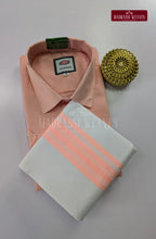 Casual Men's Cotton Dhoti Set - Light Peach