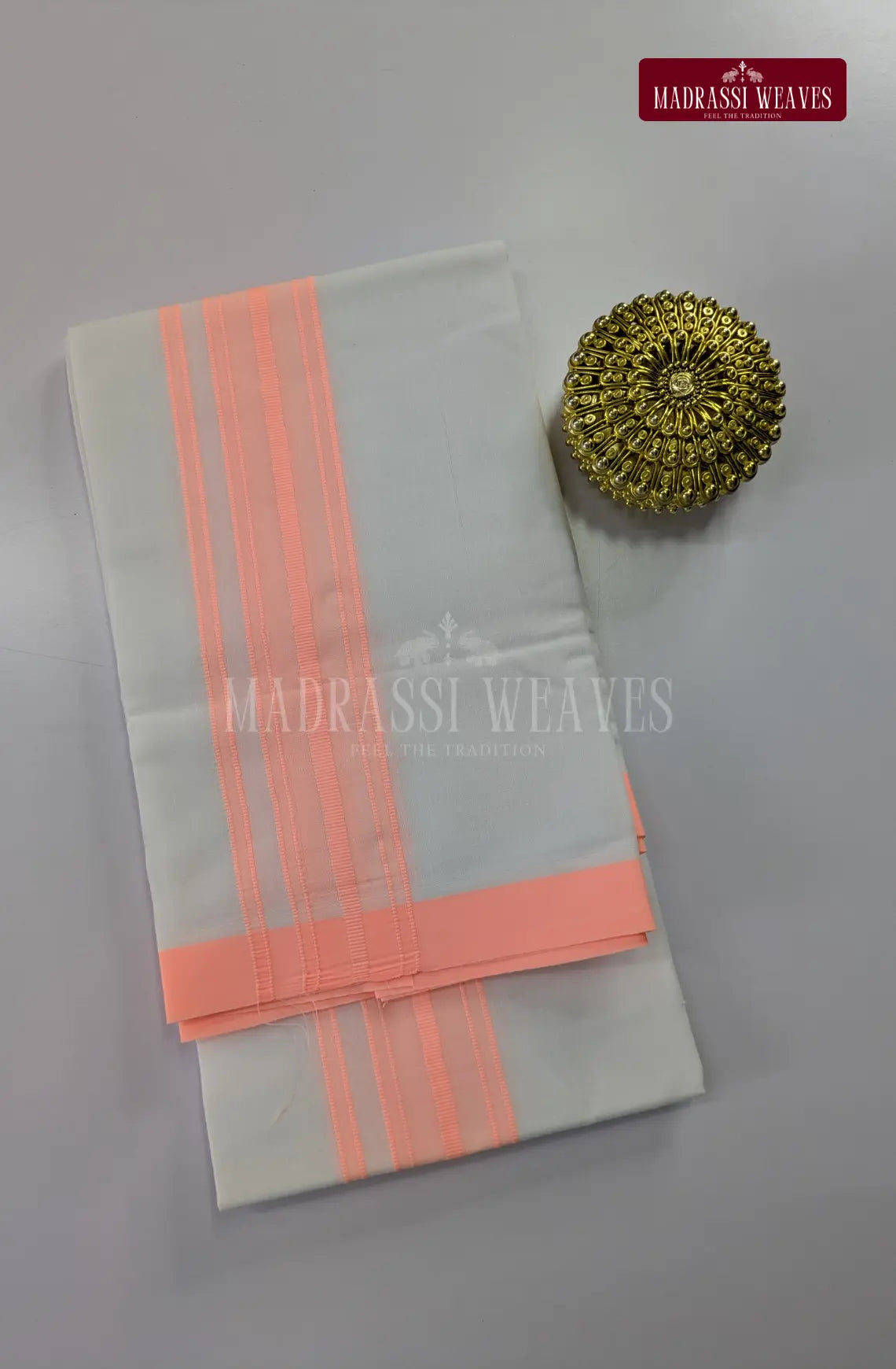 Casual Men's Cotton Dhoti Set - Light Peach