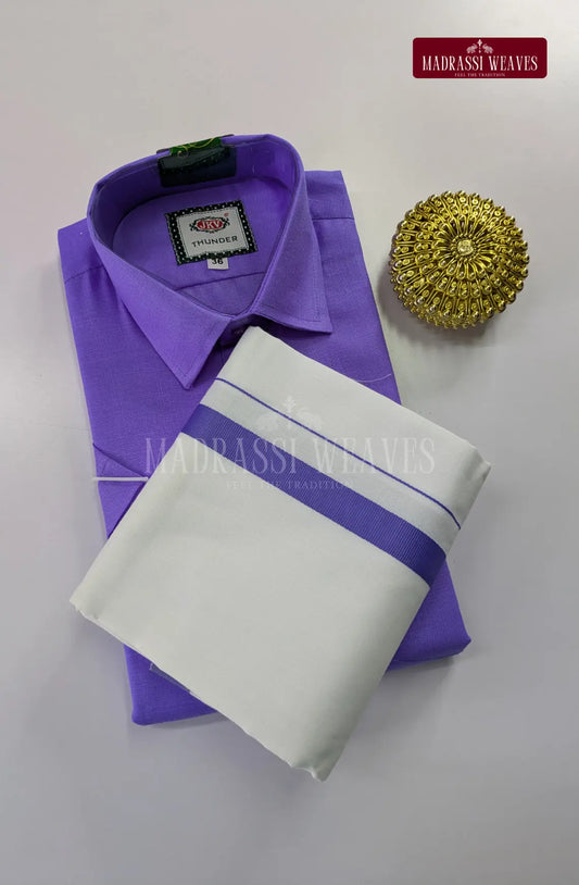 Casual Men's Cotton Dhoti Set - Purple