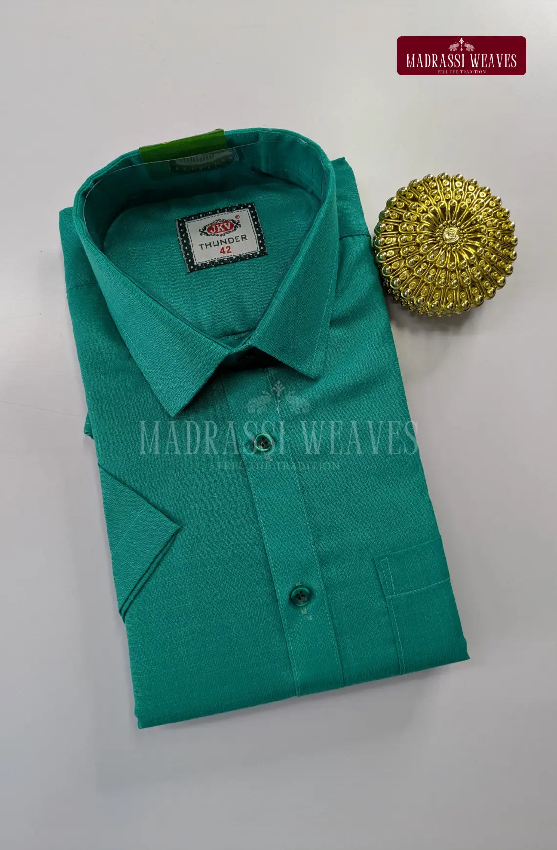 Casual Men's Cotton Dhoti Set - Rama Green