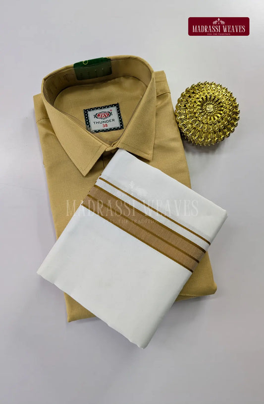 Casual Men's Cotton Dhoti Set - Sandal