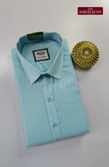 Casual Men's Cotton Dhoti Set - Sky Blue