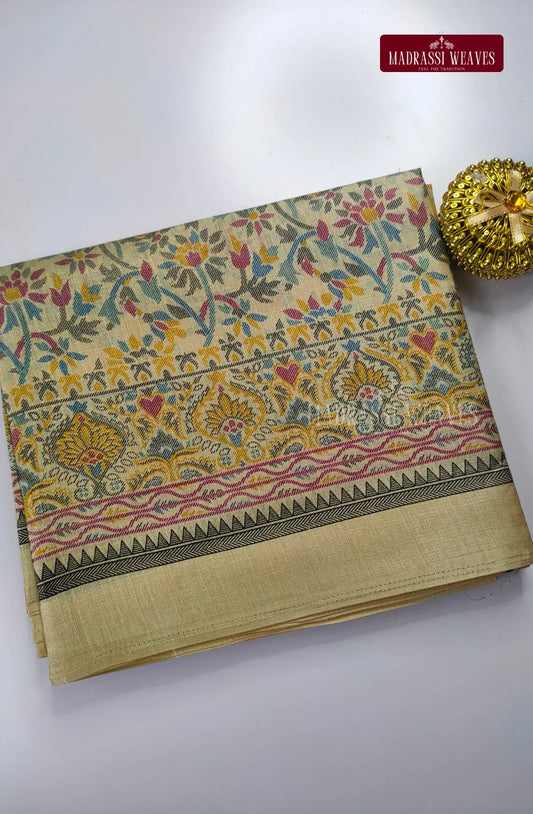 Chanderi Cotton Blend Saree - Pink Border