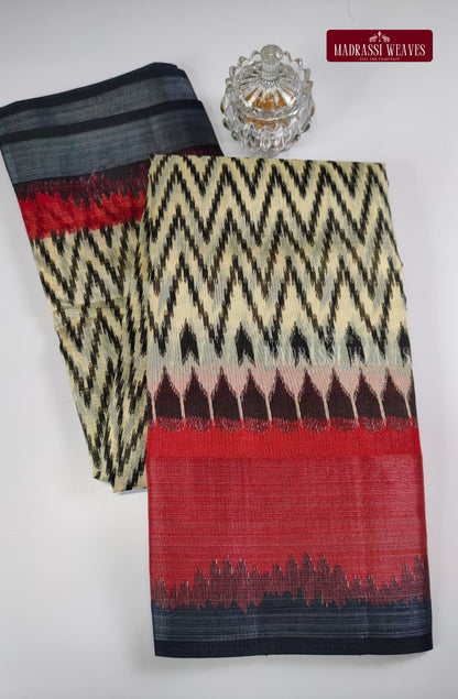 Chavron Pattern Rayon Blend Saree