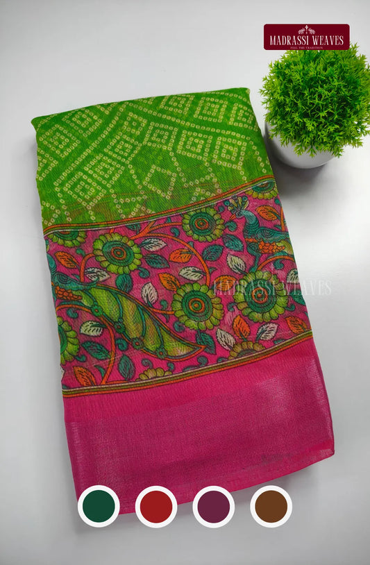 Checkered Cotton Blend Saree
