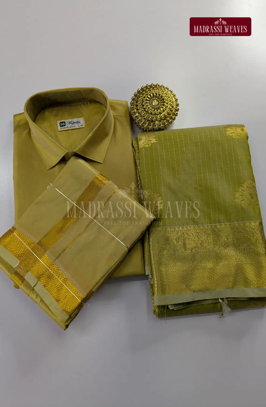 Premium Couple Combo Set with Gold Zari - Jari Gold