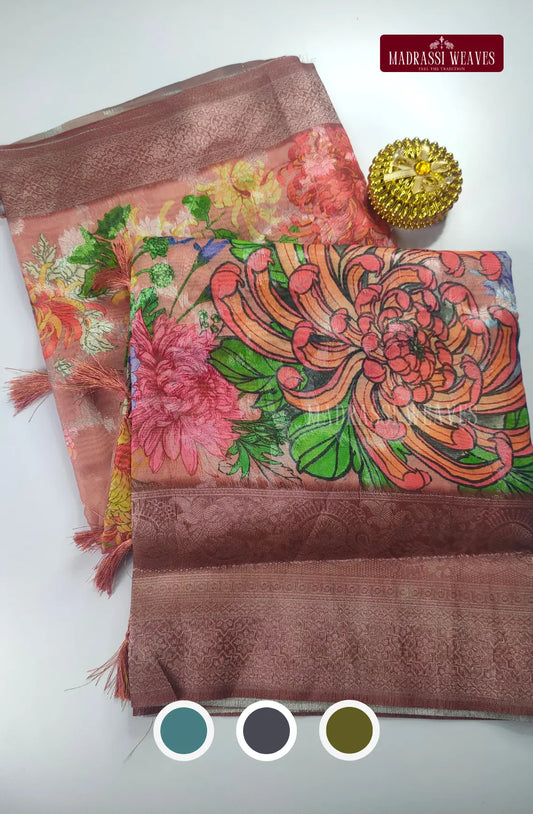Digital Burberry Silk Saree