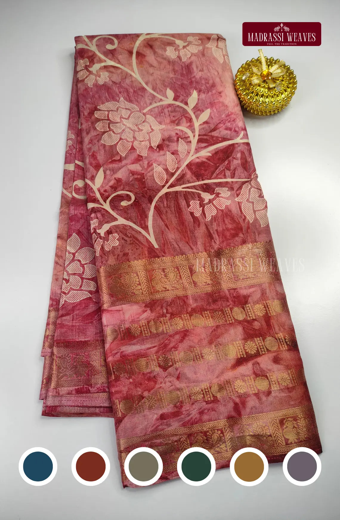 Dola Gap Border Floral Print Saree