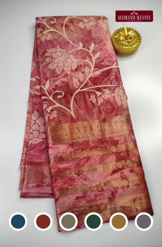 Dola Gap Border Floral Print Saree