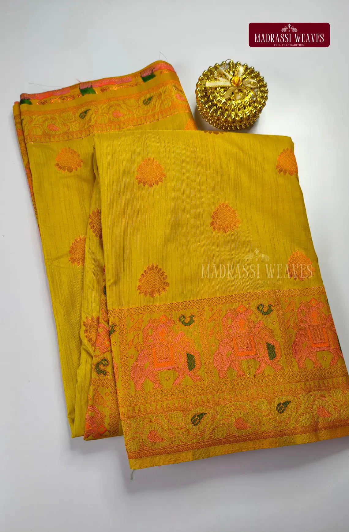 Elephant Border Soft Cotton Blend Saree