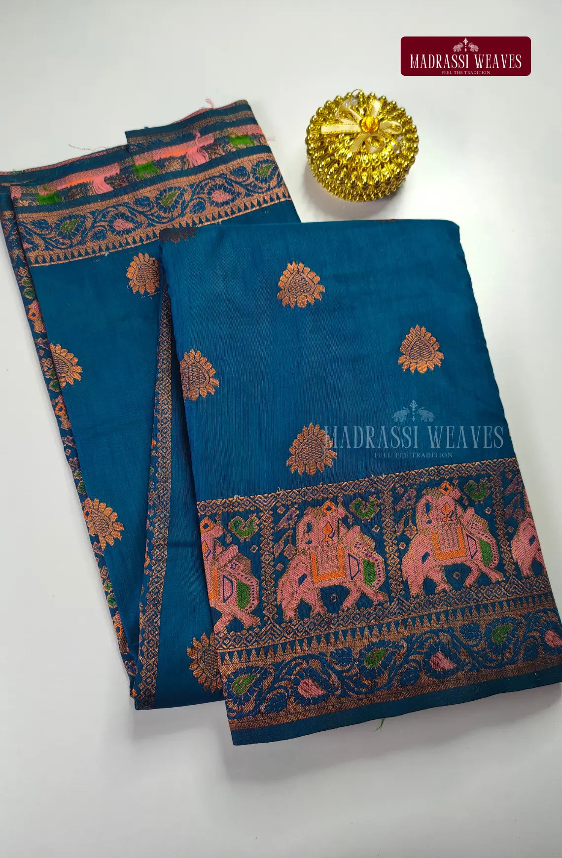 Elephant Border Soft Cotton Blend Saree