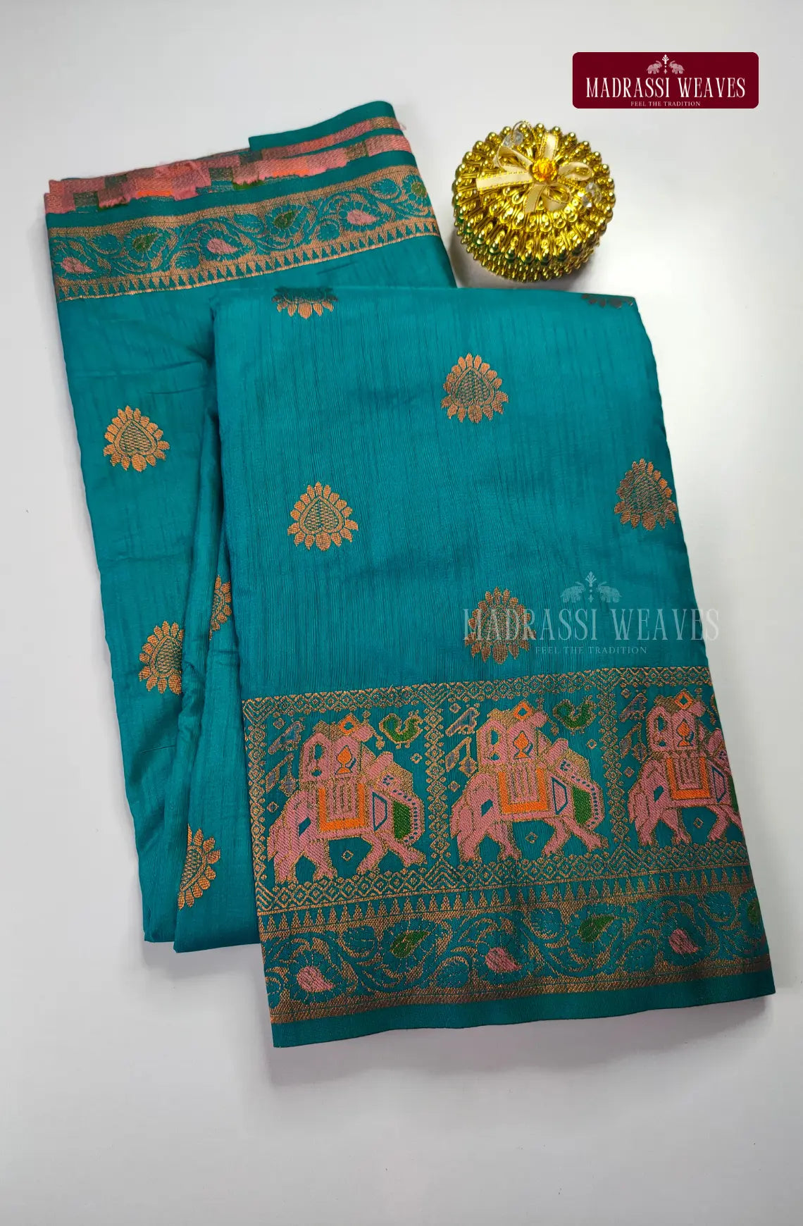 Elephant Border Soft Cotton Blend Saree