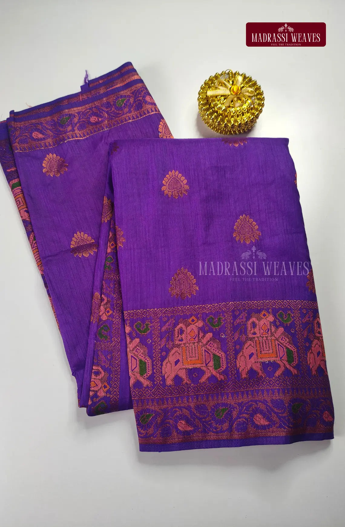 Elephant Border Soft Cotton Blend Saree