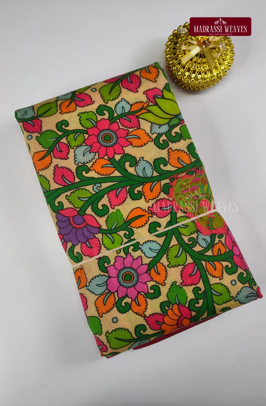 Elite Kalamkari Saree - Multi Colour