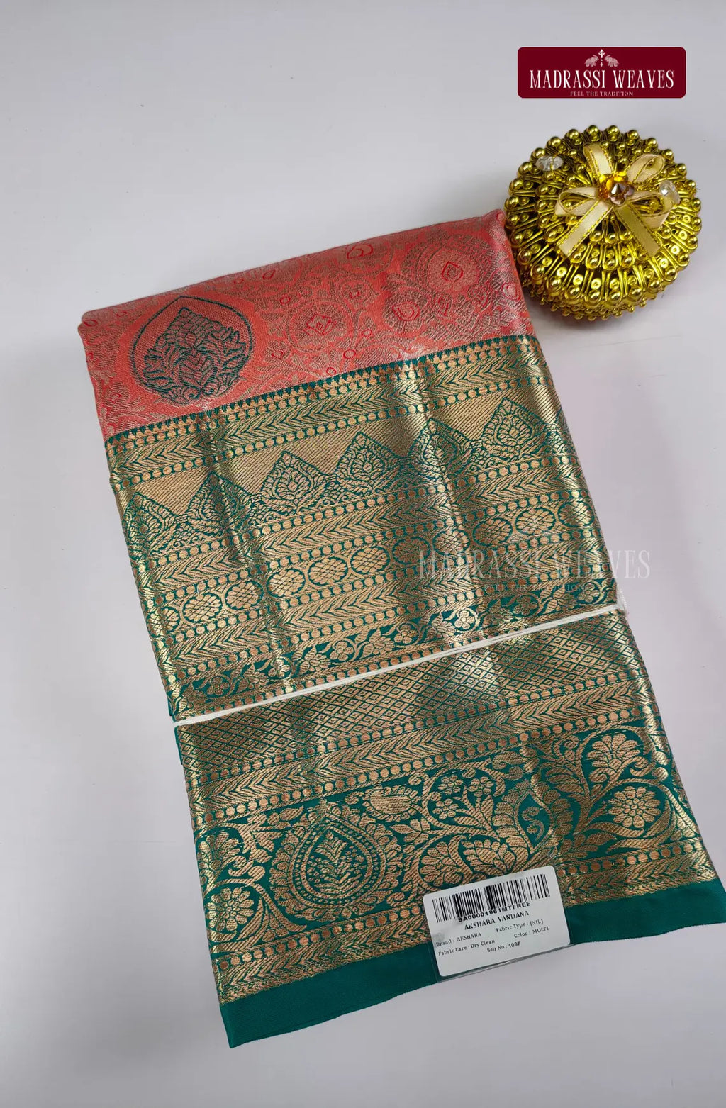 Elite Kanchivaram Bridal Silk Saree - Pastel Peach