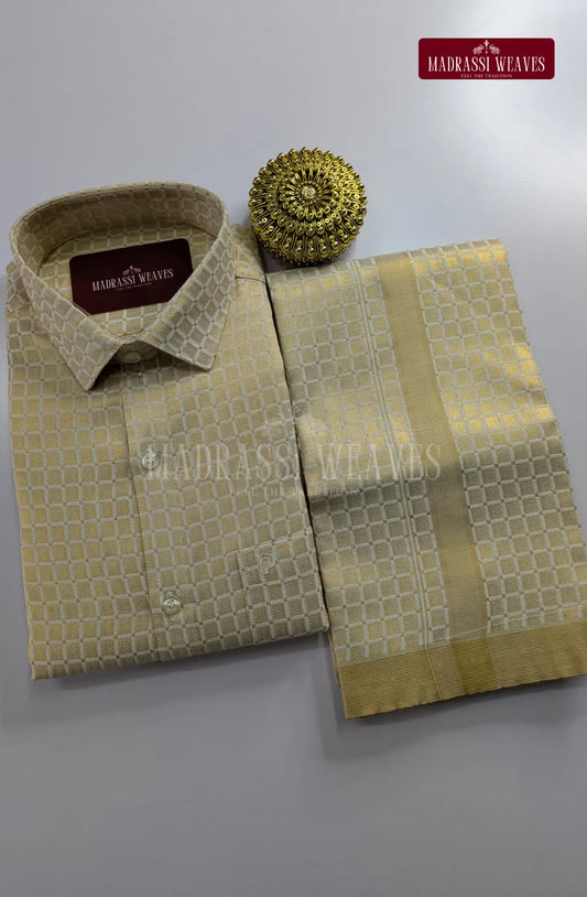 Elite Allself Pure Cotton Dhoti Set - Cream