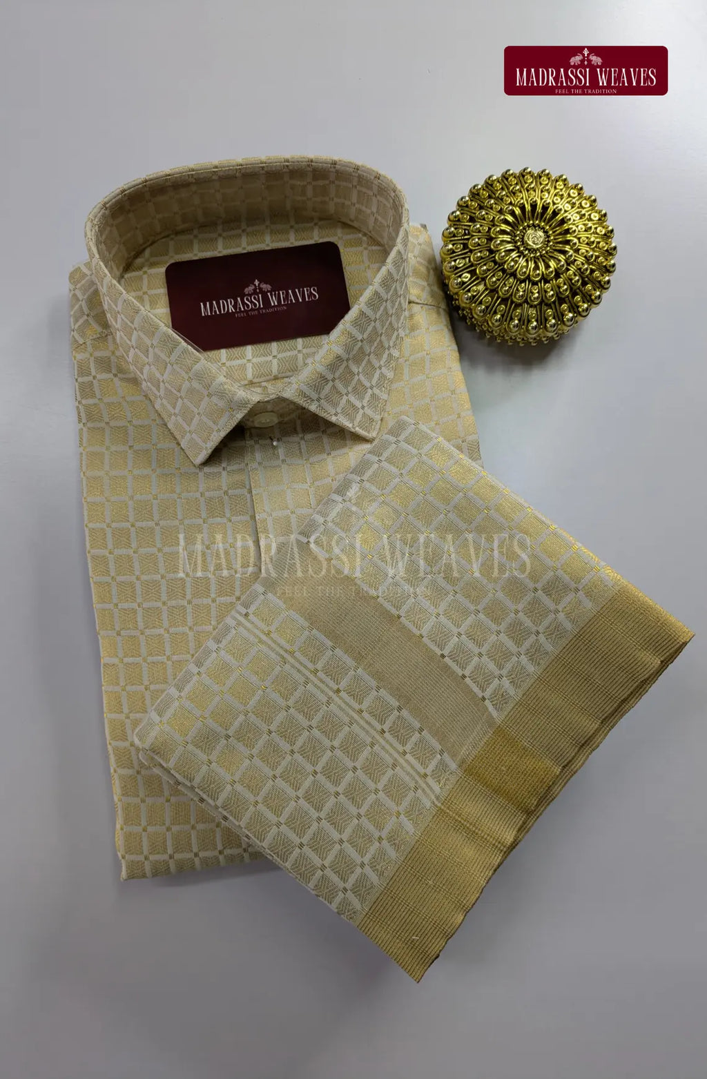 Elite Allself Pure Cotton Dhoti Set - Cream