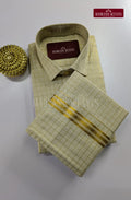 Elite Checkered Cotton Tissue Dhoti Set - Cream
