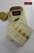Elite Checkered Cotton Tissue Dhoti Set - Cream