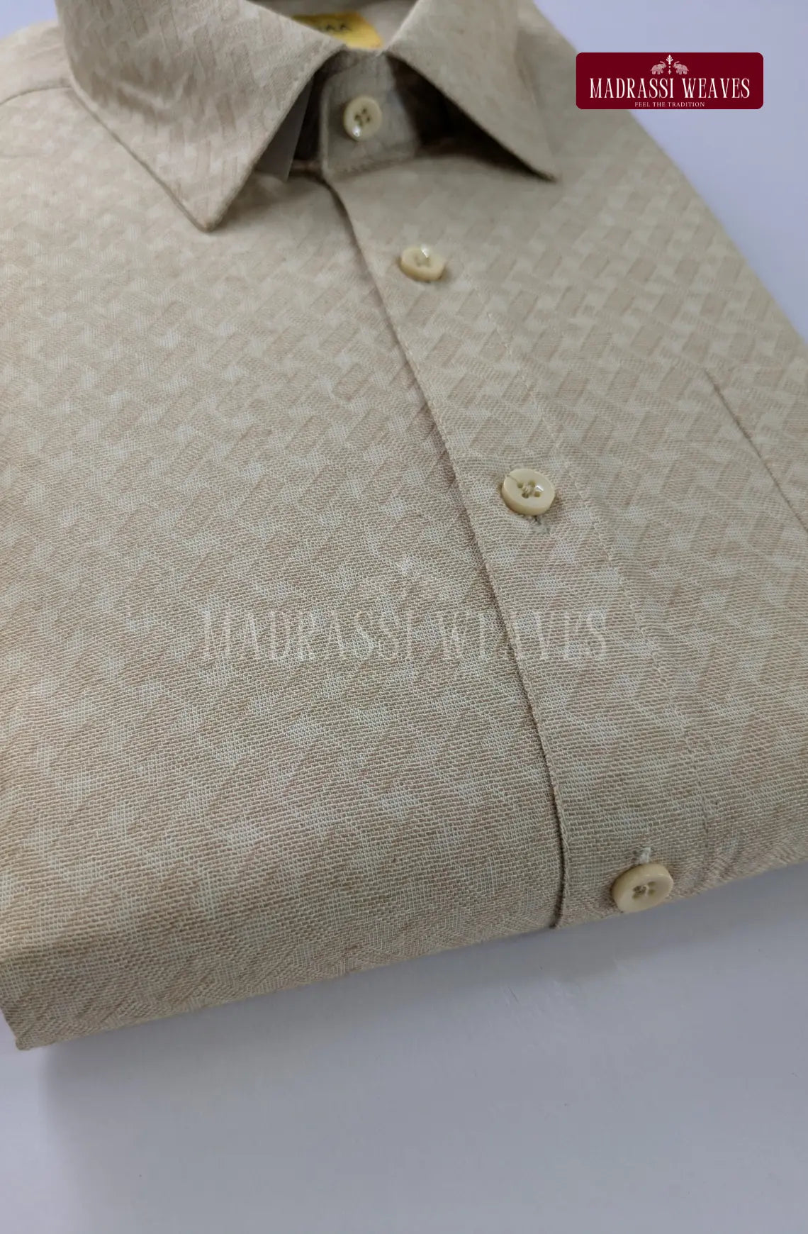Elite  Embossed Pure Cotton Dhoti Set  - Sand Stone