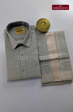 Elite  Embossed Pure Cotton Dhoti Set - Steel Grey