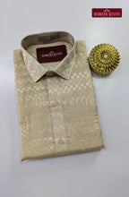 Luxury Zari Jacquard Border Wedding  Men's Dhoti Set With Towel - Ivory