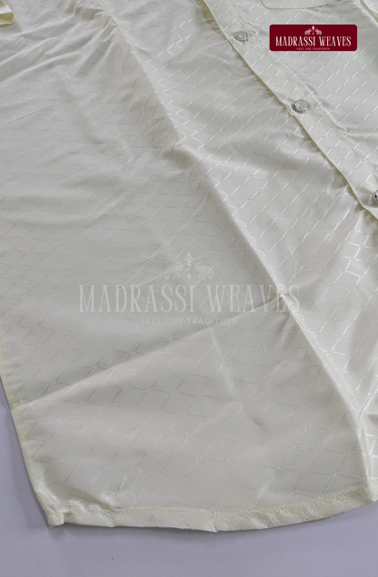 Embossed Elite Dhoti Set - Off White