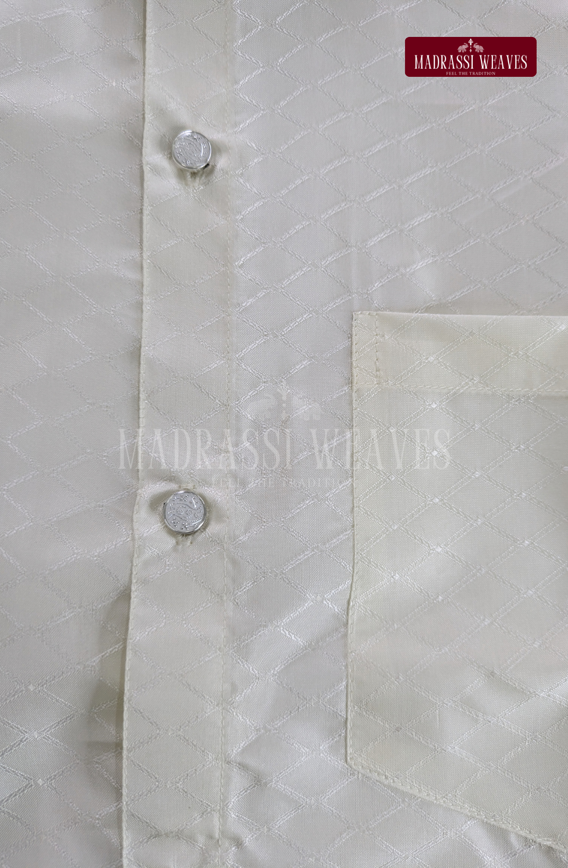 Embossed Elite Dhoti Set - Off White