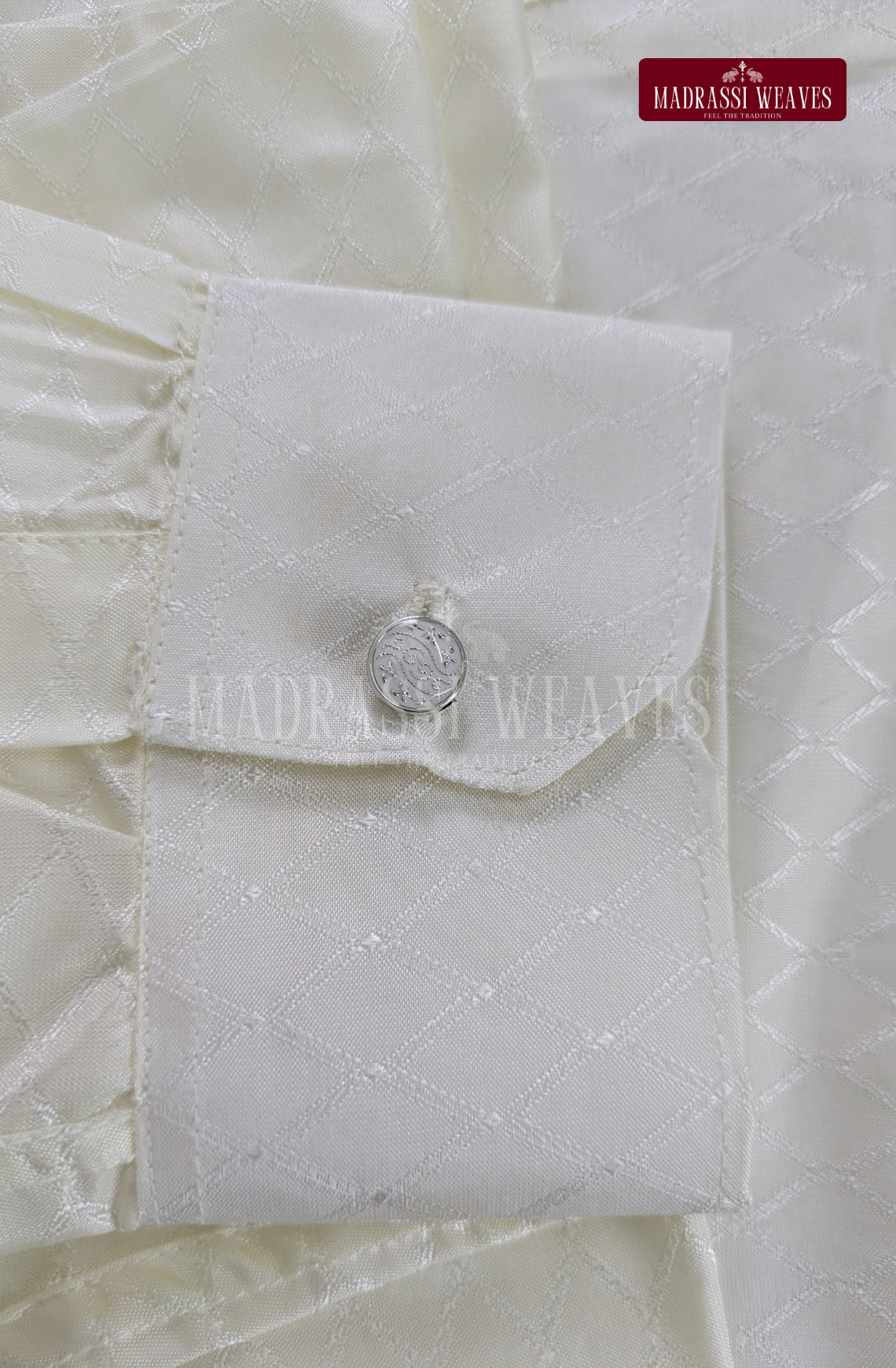 Embossed Elite Dhoti Set - Off White