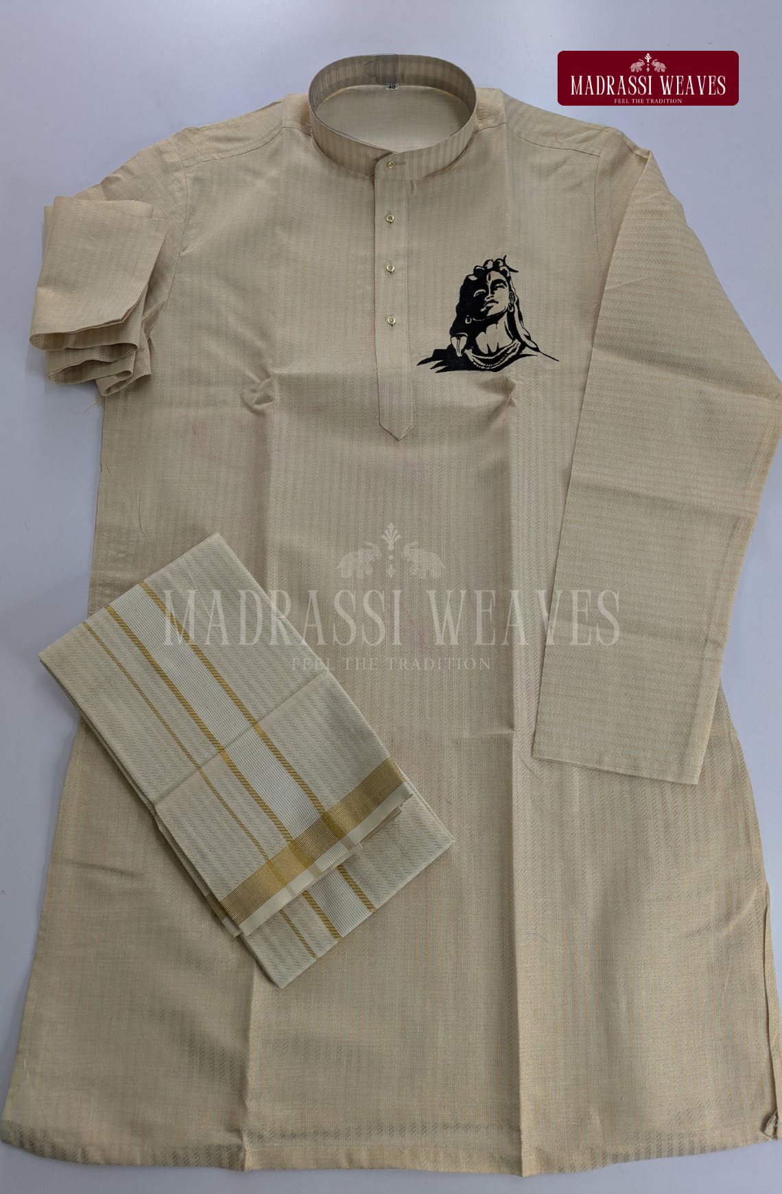 Embroidery Kurta & Dhoti Set (ADIYOGI )