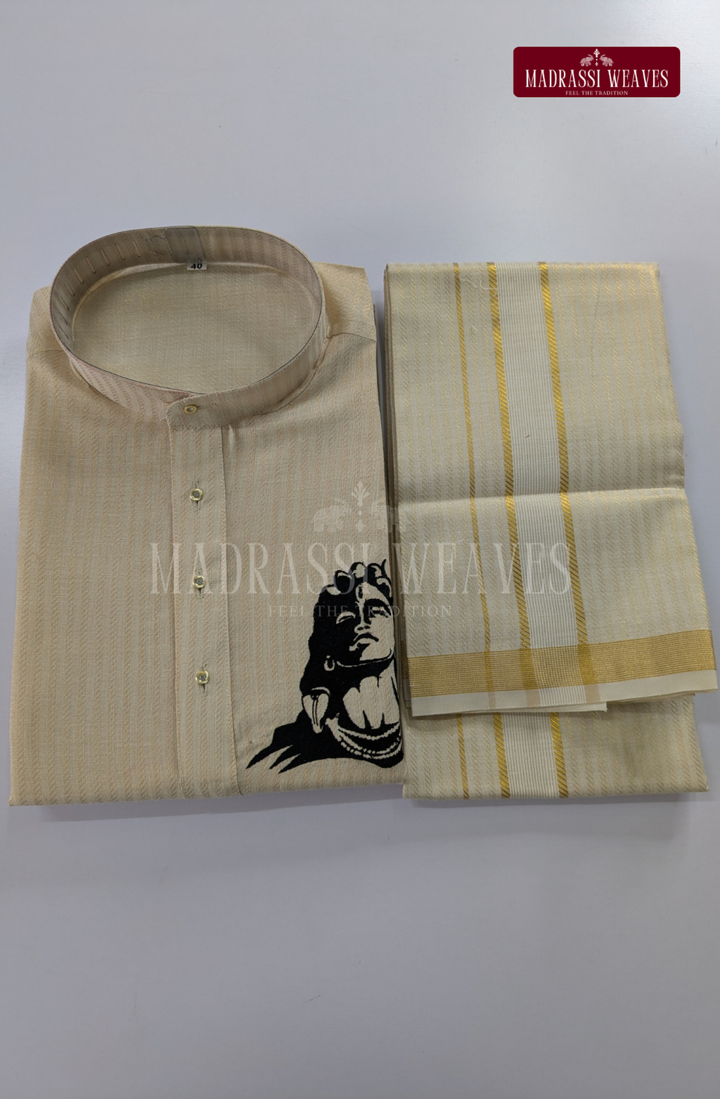 Embroidery Kurta & Dhoti Set (ADIYOGI )