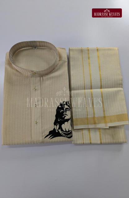 Embroidery Kurta & Dhoti Set (ADIYOGI )