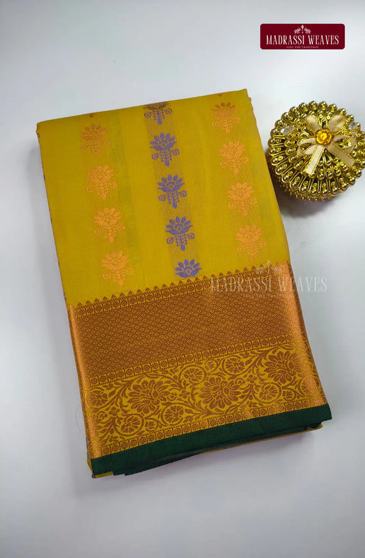 Ethnic Kanchi Semi Silk Butta1 Saree - Methi