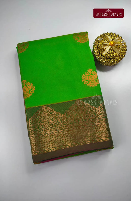 Ethnic Kanchi Semi Silk Butta Saree - Green