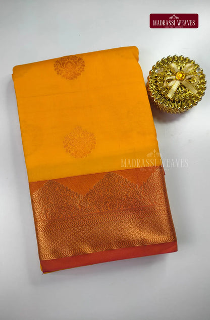 Ethnic Kanchi Semi Silk Butta Saree - Mango
