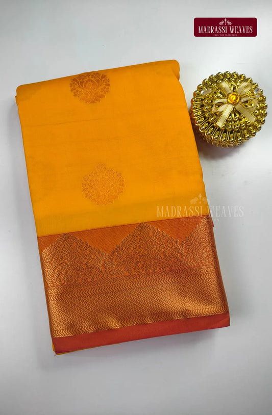 Ethnic Kanchi Semi Silk Butta Saree - Mango