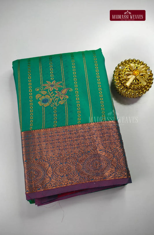 Ethnic Kanchi Semi Silk Butta Saree - Rama Green