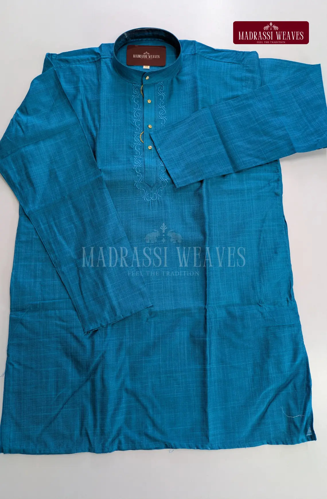 Ethnic Men's Cotton Kurta and Dhoti Set - Aqua Blue