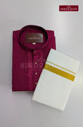 Ethnic Men's Cotton Kurta and Dhoti Set - Burgundy