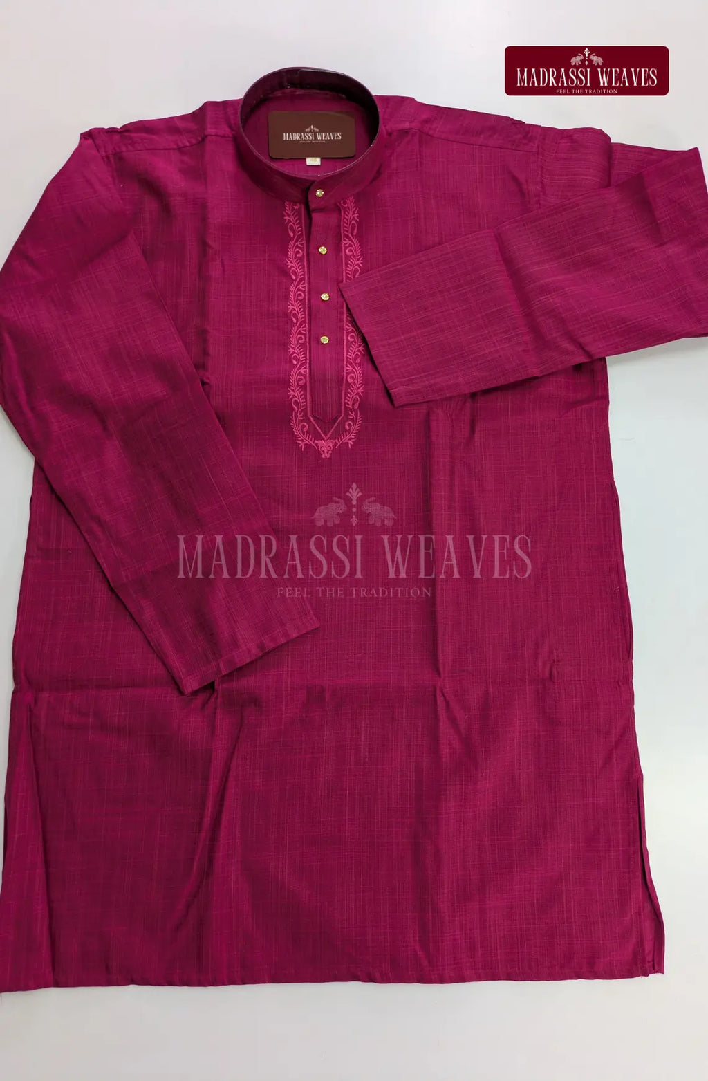 Ethnic Men's Cotton Kurta and Dhoti Set - Burgundy