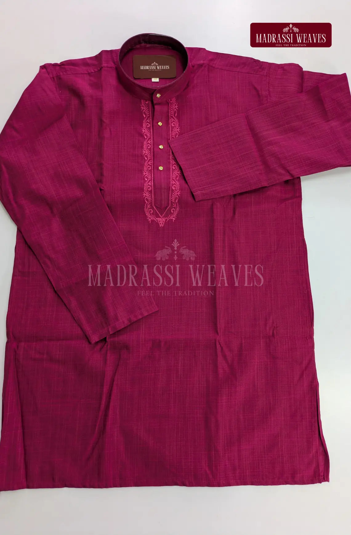 Ethnic Men's Cotton Kurta and Dhoti Set - Burgundy