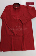 Ethnic Men's Cotton Kurta and Dhoti Set - Cherry Red