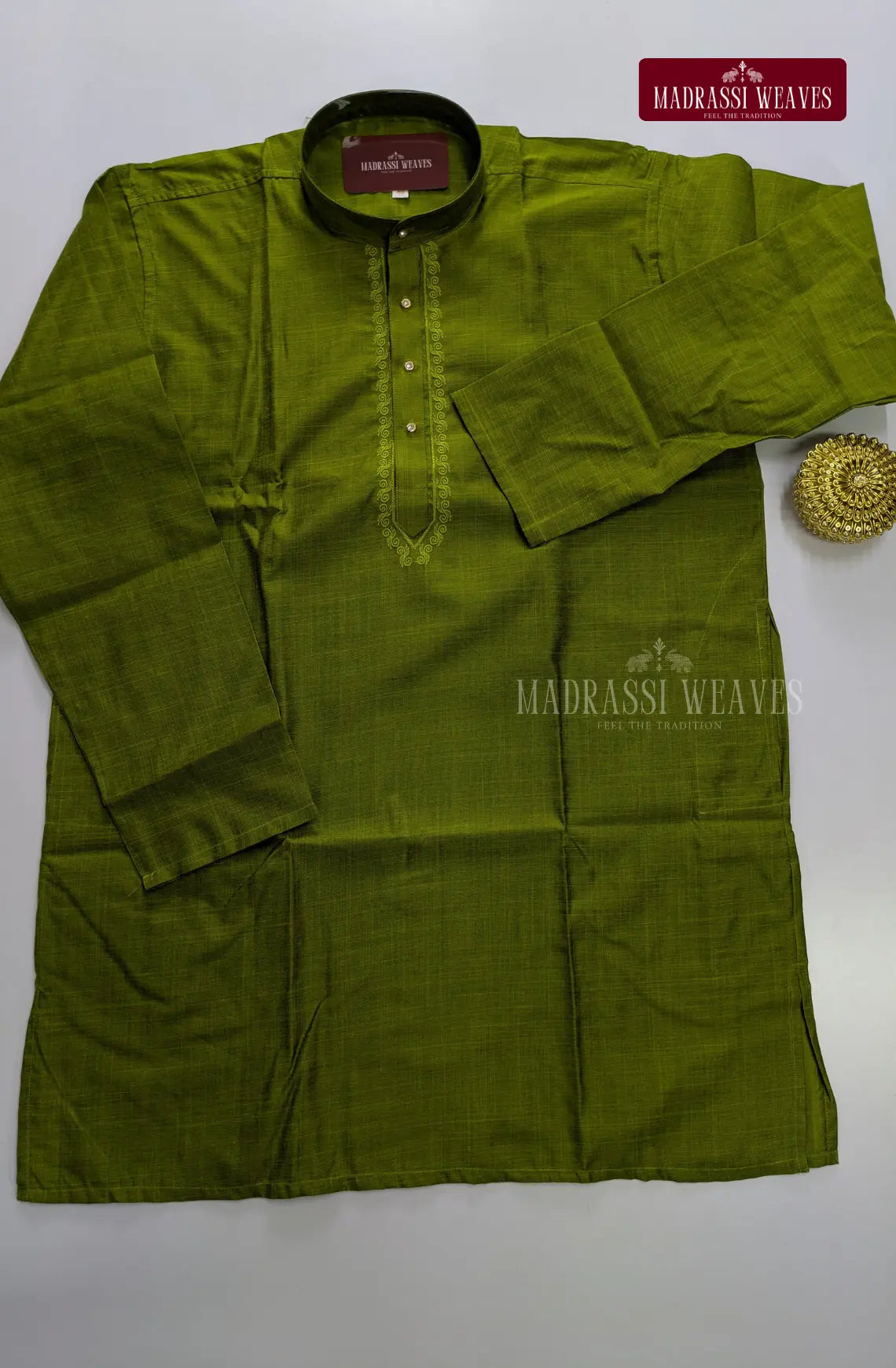 Ethnic Men's Cotton Kurta and Dhoti Set - Green
