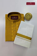 Ethnic Men's Cotton Kurta and Dhoti Set - Mustard