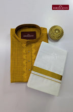 Ethnic Men's Cotton Kurta and Dhoti Set - Mustard