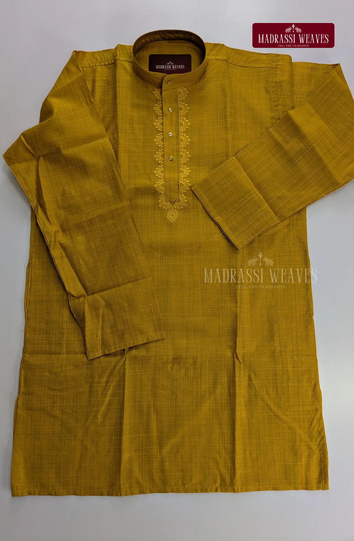 Ethnic Men's Cotton Kurta and Dhoti Set - Mustard