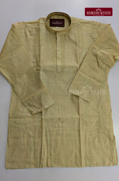 Ethnic Men's Cotton Kurta and Dhoti Set - Tussar