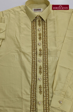 Luxury Aari Work Wedding Silk Dhoti Set (HandCrafted) -(DESPATCH TIME 15 DAYS) - SANDAL 2