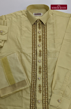 Luxury Aari Work Wedding Silk Dhoti Set (HandCrafted) -(DESPATCH TIME 15 DAYS) - SANDAL 2